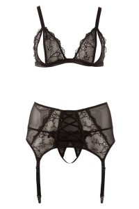 Set reggiseno, reggicalze e perizoma aperti