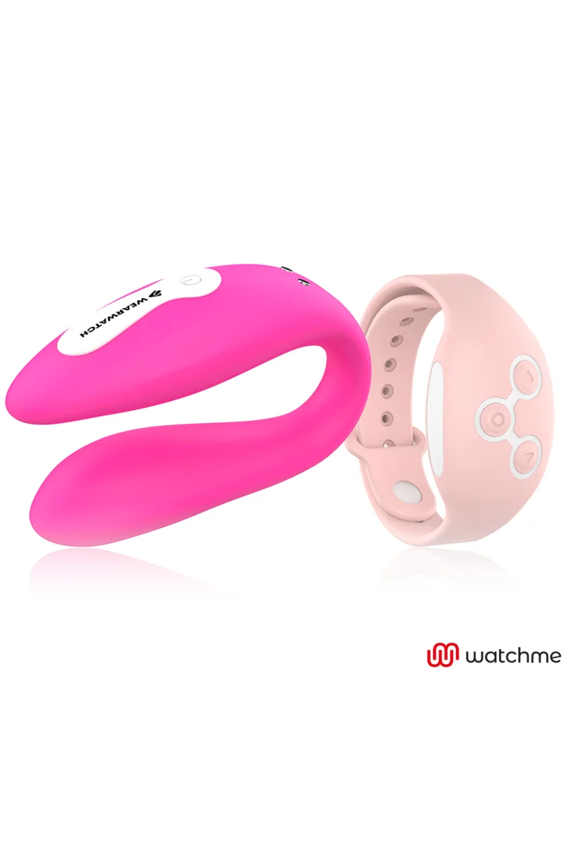 Vibratore per coppia fucsia con tecnologia Watchme con telecomando