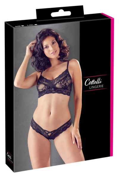 Bralette e tanga brasiliana con motivo criss cross