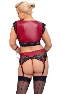 Set bondage in pizzo nero e tessuto rosso