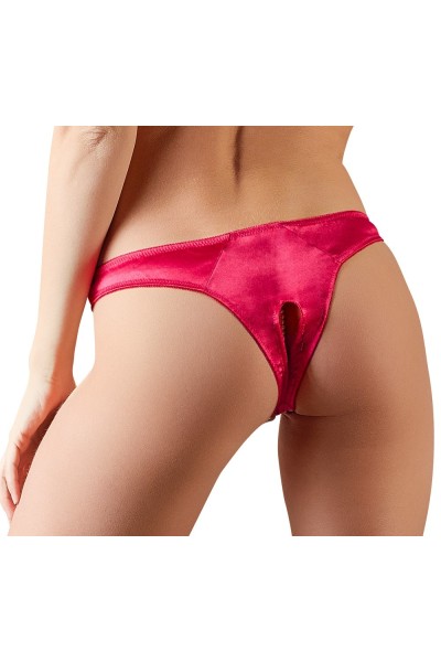 Tanga rosso aperto al cavallo con perle