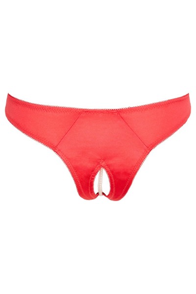 Tanga rosso aperto al cavallo con perle