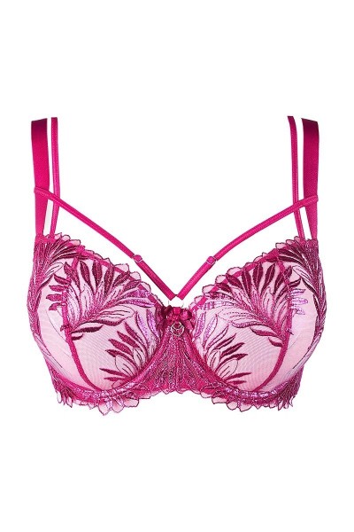 Reggiseno con ricami fucsia V-10251