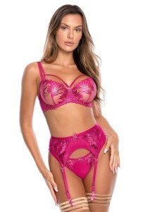 Reggicalze in tulle fucsia V-10252