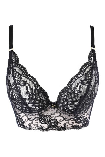 Reggiseno in pizzo e tulle nero V-10511