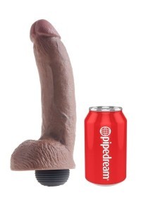 Dildo realistico eiaculante con testicoli marrone 22,8 cm