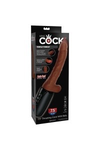 Vibratore realistico con testicoli Thrusting Cock 19 cm marrone