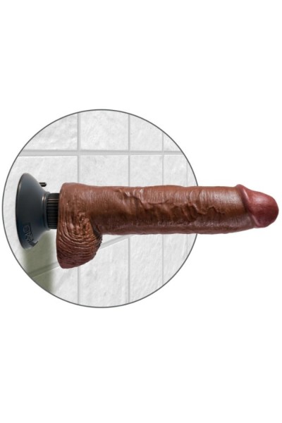 Vibratore realistico con testicoli 25,5 cm marrone