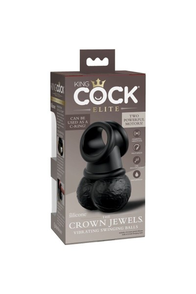 Anello fallico con testicoli vibranti Crown Jewels