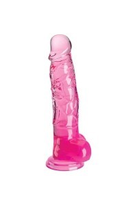 Dildo realistico rosa trasparente con testicoli 16,5 cm