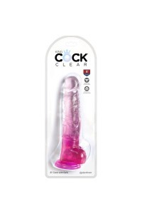 Dildo realistico rosa trasparente con testicoli 16,5 cm