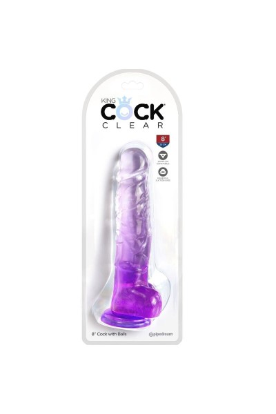 Dildo realistico viola trasparente con testicoli 16,5 cm