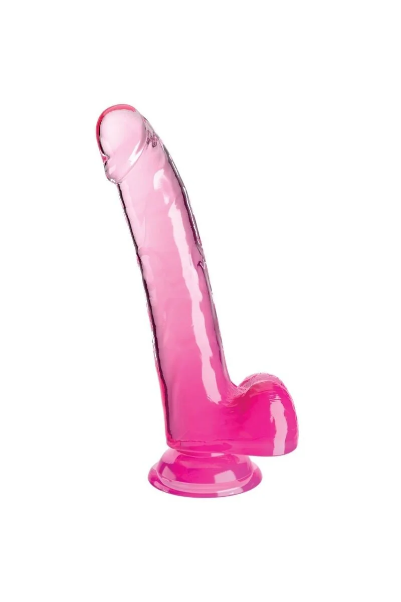 Dildo realistico rosa trasparente con testicoli 20,3 cm