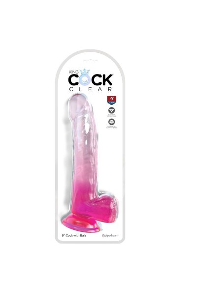 Dildo realistico rosa trasparente con testicoli 20,3 cm