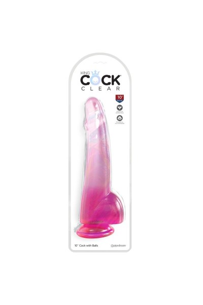 Dildo realistico rosa trasparente con testicoli 19 cm