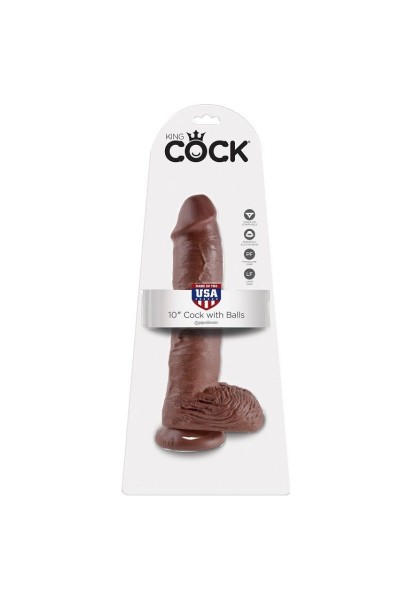 Dildo realistico con testicoli 26,5 cm marrone