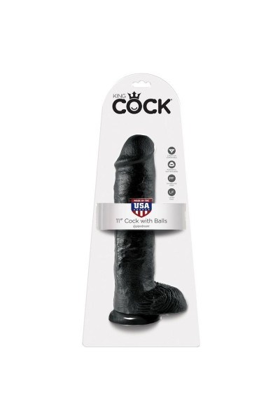 Dildo realistico con testicoli 28 cm nero