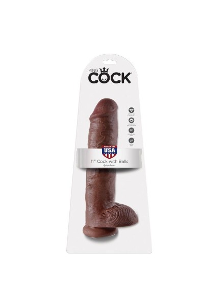 Dildo realistico con testicoli 28 cm marrone