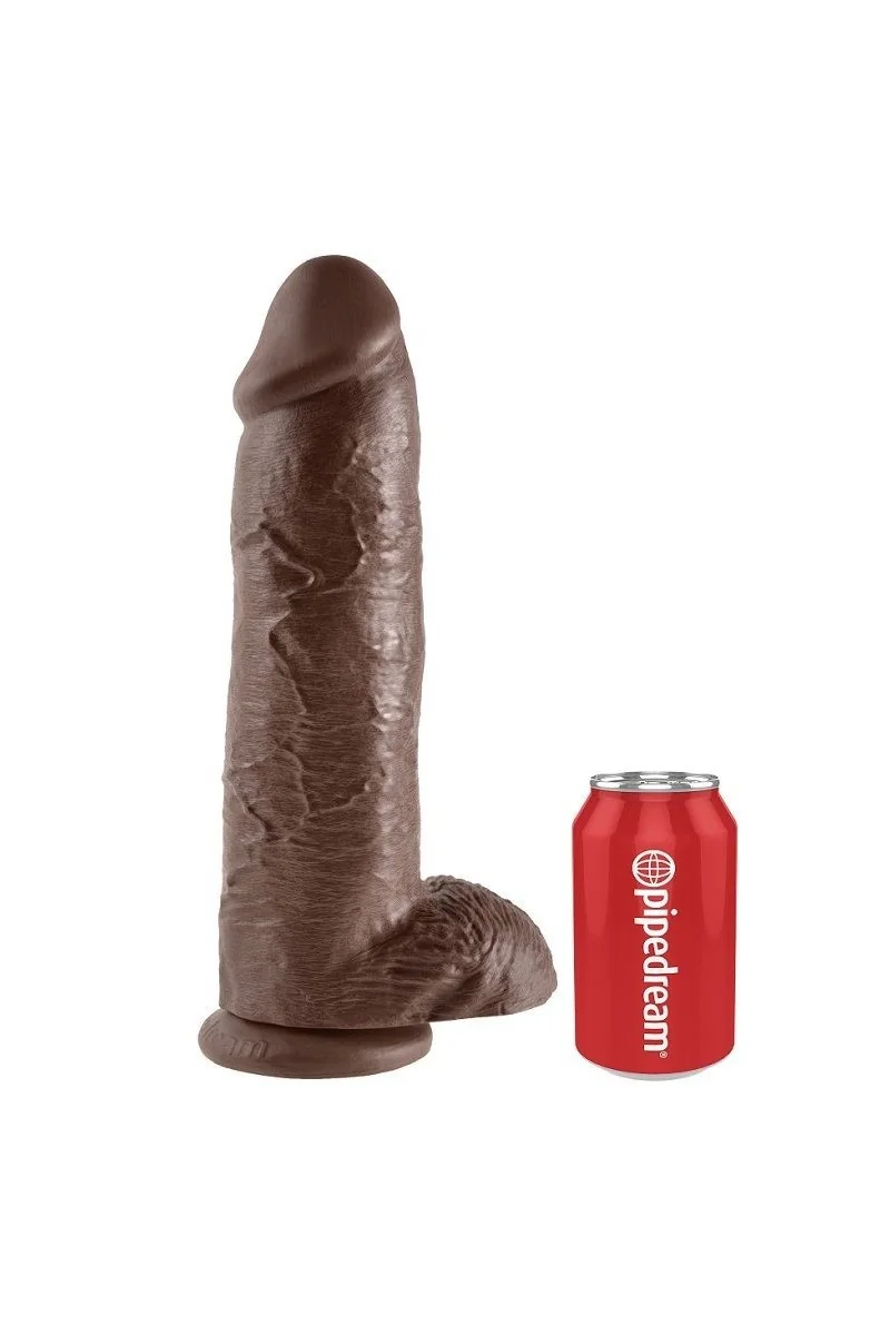 Dildo realistico con testicoli 30,4 cm marrone