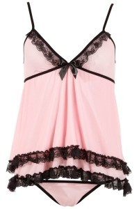 Babydoll rosa con merletti neri