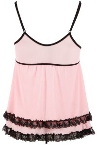 Babydoll rosa con merletti neri