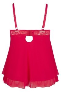 Babydoll rosso con coppe in pizzo e fiocco