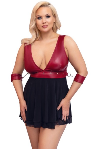 Babydoll rosso e nero con polsini