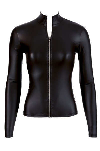 Top maniche lunghe con colletto e zip