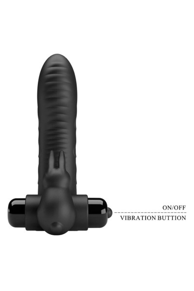 Vibratore ditale con rabbit Vance nero