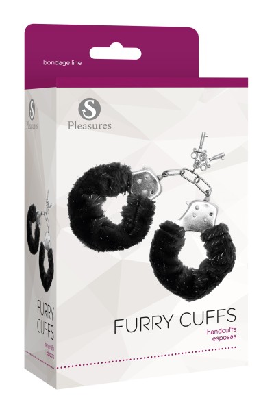 Manette in metallo ricoperte da peluche nero Furry Cuffs