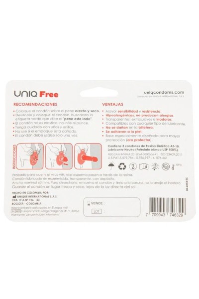 Preservativi senza lattice con anello di protezione Free 3 pz.