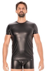 T-shirt in similpelle nera