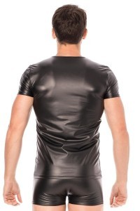 T-shirt in similpelle nera