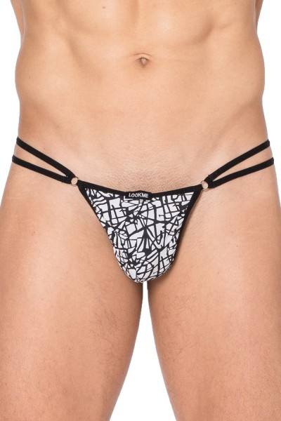 Mini tanga stampato bianco e nero New Look