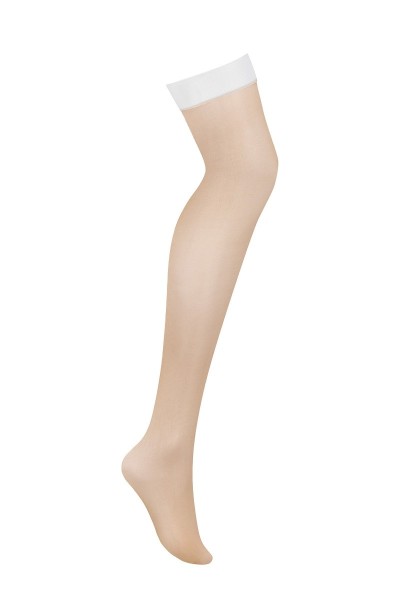 Calze da reggicalze nude con balza bianca S814