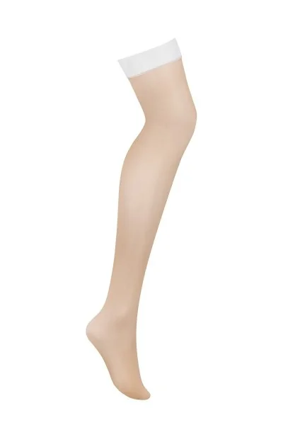 Calze da reggicalze nude con balza bianca S814