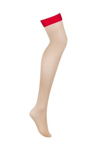 Calze da reggicalze nude con balza rossa S814