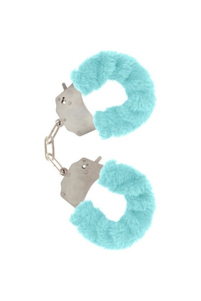 Manette ricoperte da peluche azzurro