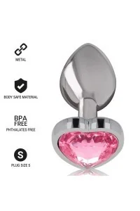 Plug anale con brillante a cuore rosa taglia S