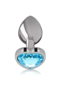 Plug anale con brillante a cuore blu taglia S