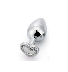 Plug anale con gioiello a forma di cuore bianco Afterdark Taglia M