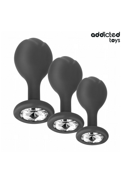 Plug anale in silicone con gioiello Set di 3 Addicted Toys - foto 2 di 7
