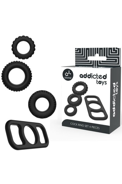 Set di anelli per pene Addicted Toys 4 pezzi - foto 1 di 8