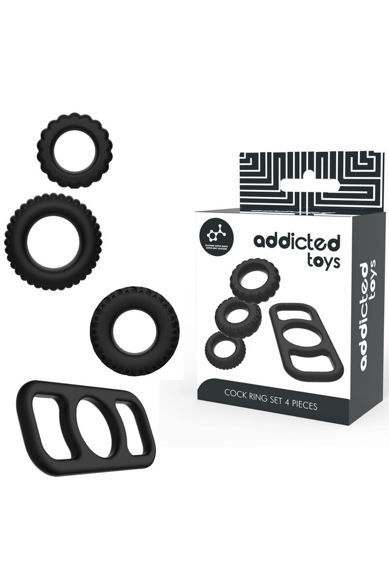 Set di anelli per pene Addicted Toys 4 pezzi - foto 1 di 8