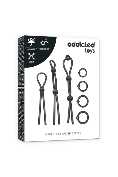Set di anelli in silicone flessibili ADDICTED TOYS 7 pezzi - foto 7 di 8