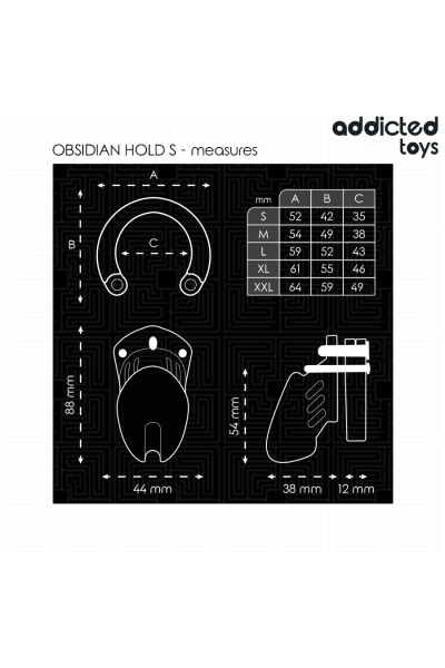 Cage per pene ADDICTED TOYS LOCKED - Obsidian Hold taglia S - foto 5 di 7