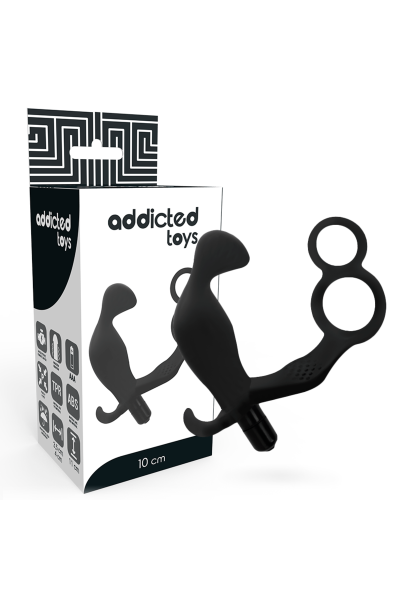 Plug anale con anello per pene e testicoli nero ADDICTED TOYS - foto 1 di 5