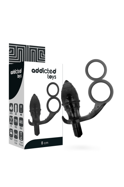 Plug anale con doppio anello nero Addicted Toys - foto 1 di 6
