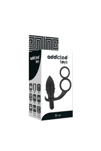 Plug anale con doppio anello nero Addicted Toys - foto 5 di 6