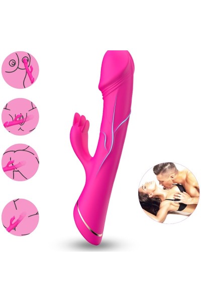 Dildo vibratore rabbit silicone fucsia ARMONY - foto 2 di 6
